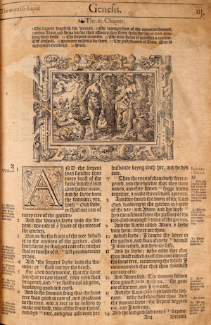 Genesis 3 from the Bishops' Bible, 1568.